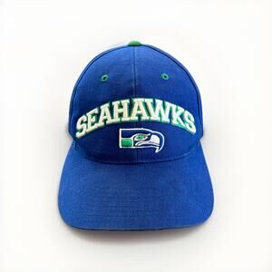 Vintage Annco Mens Blue NFL Seattle Seahawks Adjustable Strapback Hat Cap